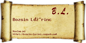 Bozsin Lőrinc névjegykártya